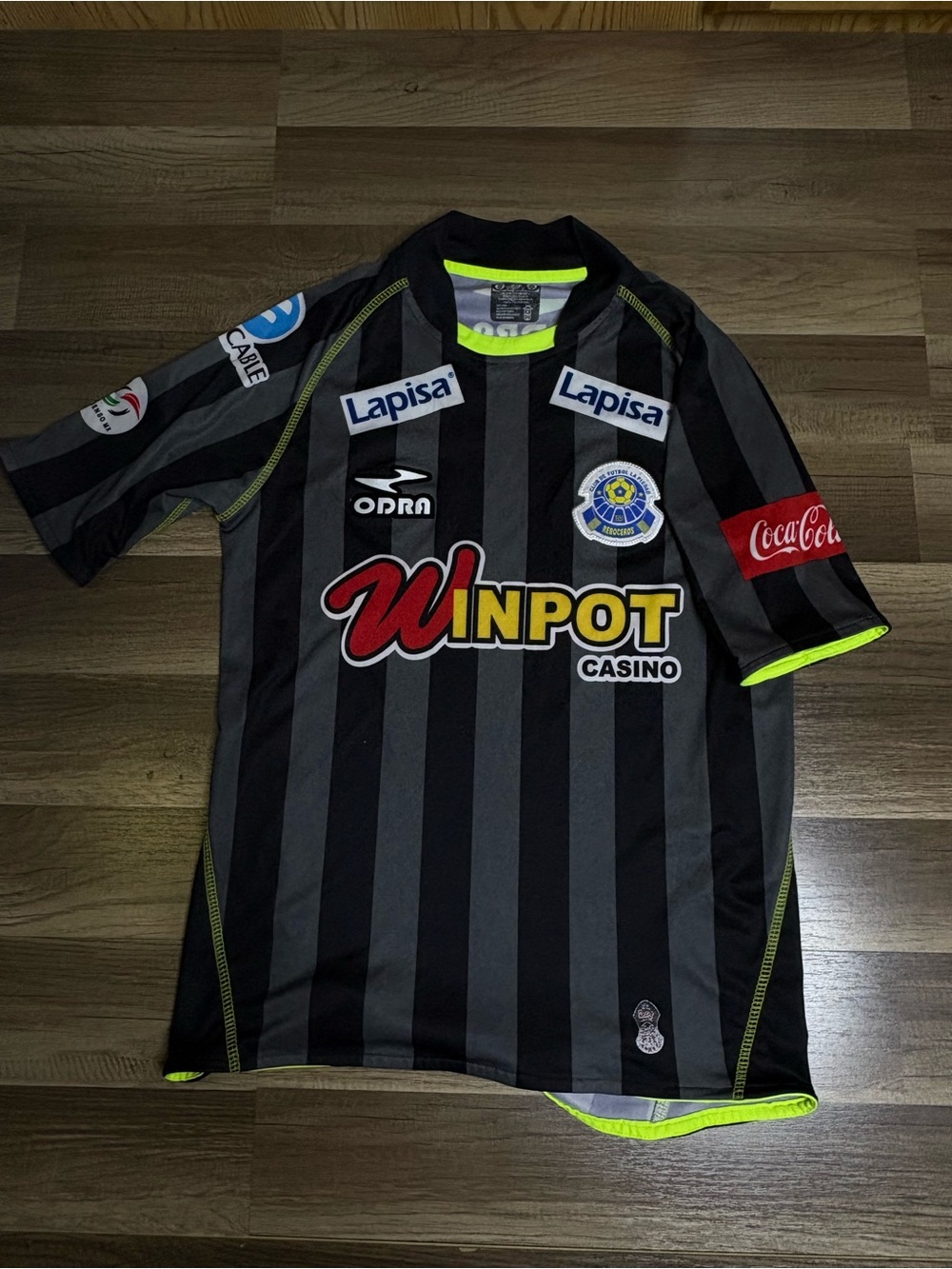 Odra Reboceros Soccer Jersey Black Gray Yellow Men's